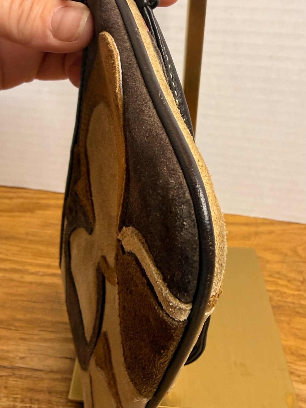 Coach Signature Patchwork Suede Wristlet Brown Tan Leather Pouch Y2K - Picture 9 of 12